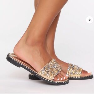 Fashion Nova Gold Embellished Sandals